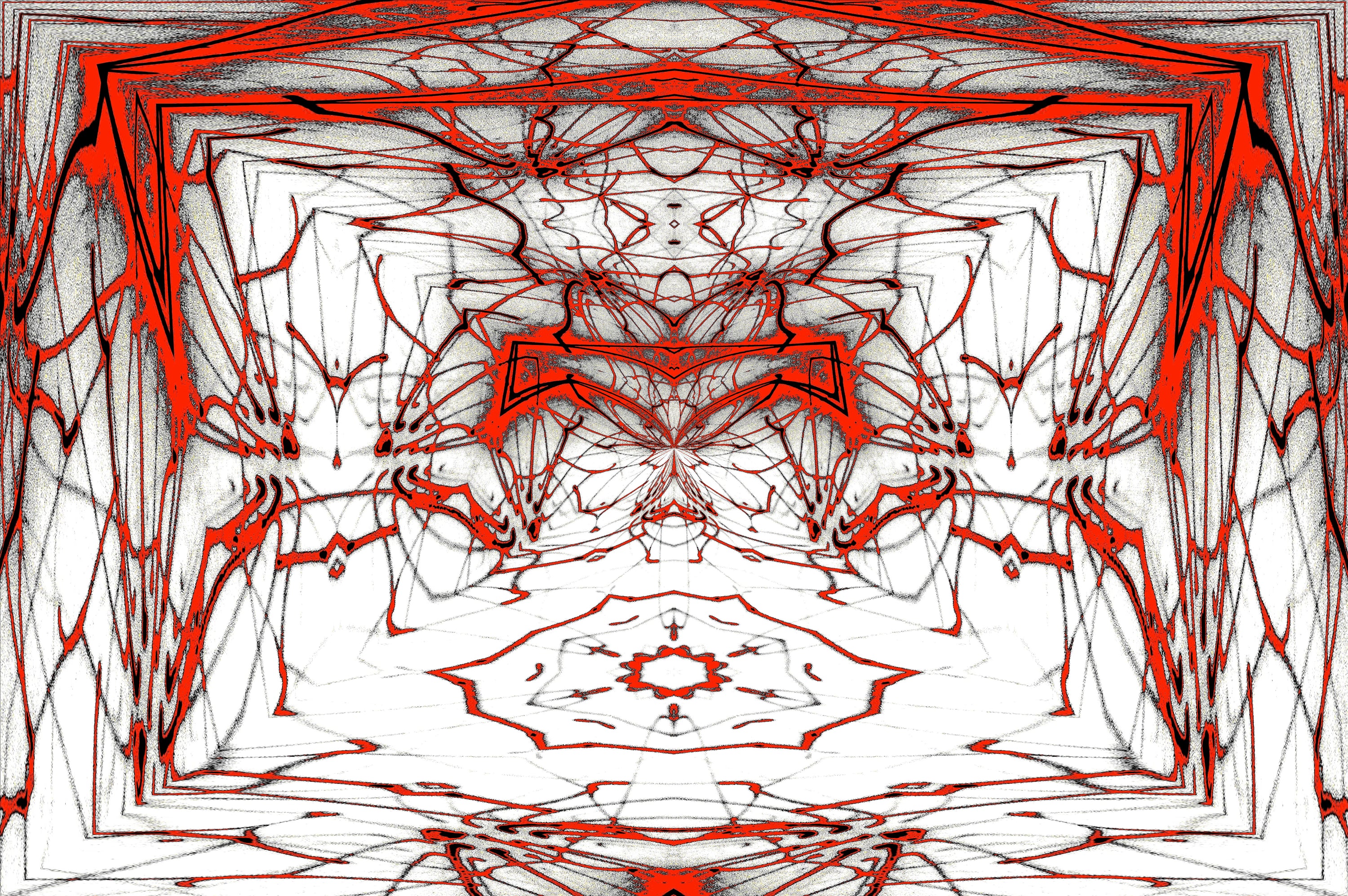RED SYMMETRY NETWORK — Premium Kunstprint