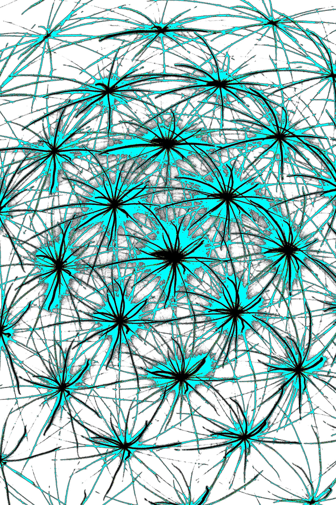 TURQUOISE SPIKY PATTERN — Premium Kunstprint