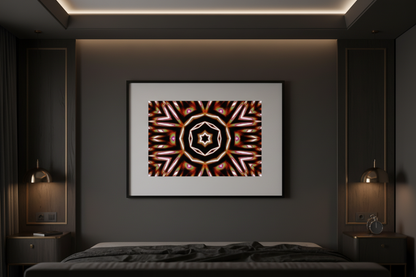 DUNKLES SOLARMANDALA — Luxus Schlafzimmer Mockup