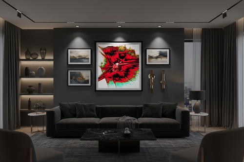 CRIMSON BURST — Raumansicht Premium Kunstprint