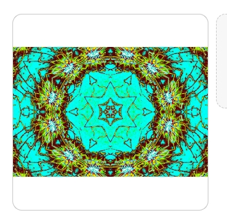 Kaleidoskopisches Kunstwerk AQUA BLOOM in Türkis, Cyan und Gold – digitales Kunstwerk