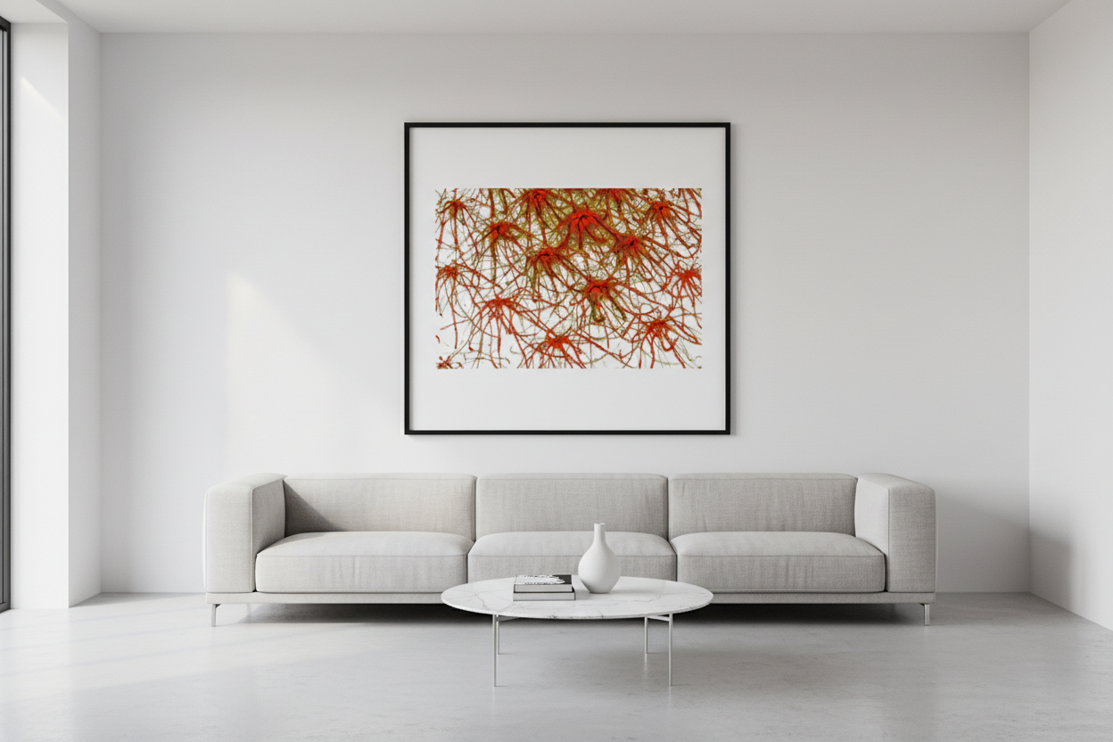 ROTE STERNE NEURONEN — Premium Kunstprint