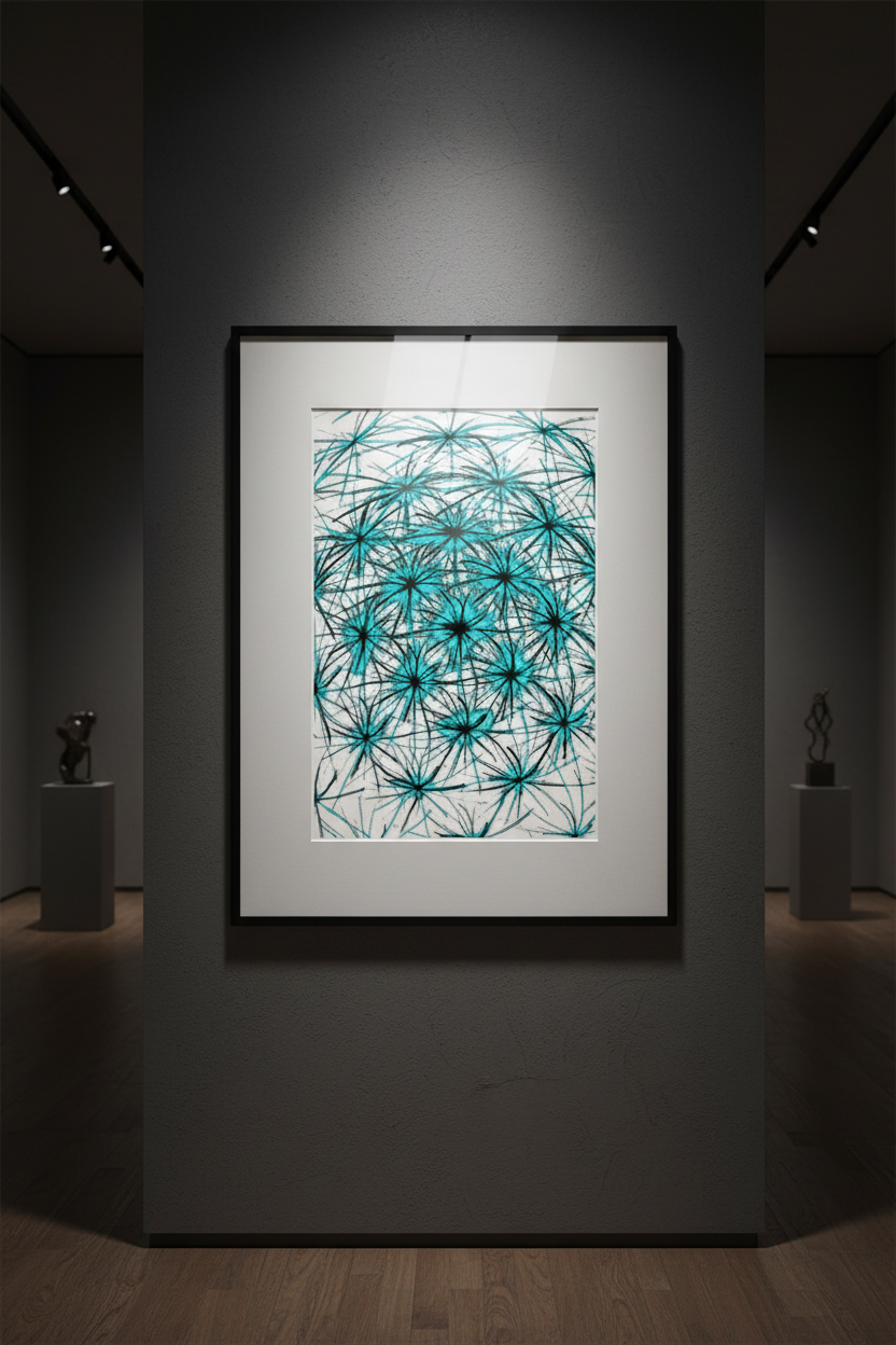 TURQUOISE SPIKY PATTERN — Premium Kunstprint